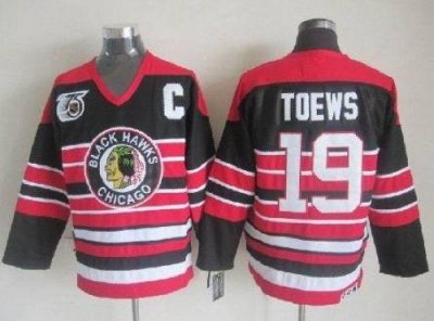 Jerseys Factory Cheap Blackhawks #19 Jonathan Toews Red/Black 75