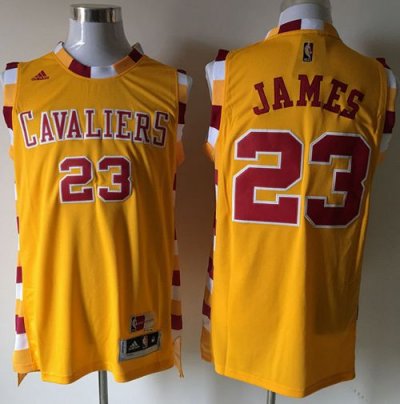 Jerseys Factory Cheap Cavaliers #23 LeBron James Yellow Throwbac