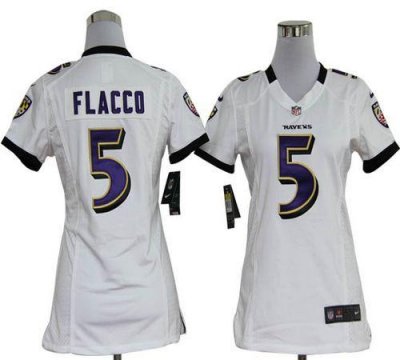 Jerseys Factory Cheap Nike Ravens #5 Joe Flacco White Women's Em