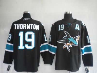 Jerseys Factory Cheap Sharks #19 Joe Thornton Embroidered Black