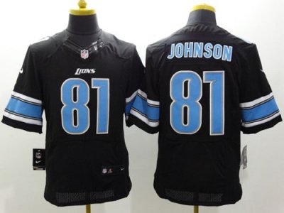 Jerseys Factory Cheap Nike Lions #81 Calvin Johnson Black Altern