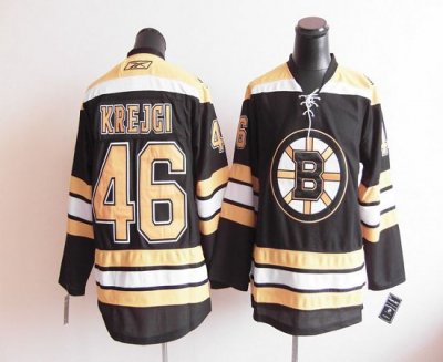 Jerseys Factory Cheap Bruins #46 David Krejci Black Embroidered