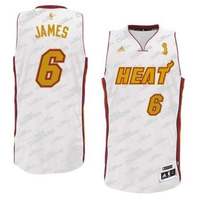Jerseys Factory Cheap Heat #6 LeBron James White Trophy Banner F