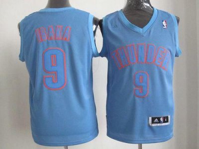 Jerseys Factory Cheap Thunder #9 Serge Ibaka Blue Big Color Fash