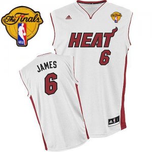 Jerseys Factory Cheap Heat Finals Patch #6 LeBron James White Em