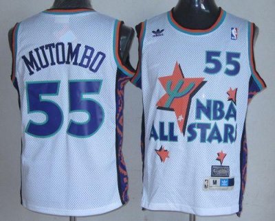 Jerseys Factory Cheap Nuggets #55 Dikembe Mutombo White 1995 All
