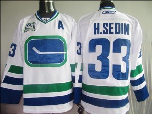 Jerseys Factory Cheap Canucks #33 Henrik Sedin Embroidered White
