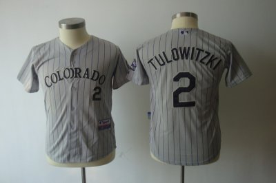 Jerseys Factory Cheap Rockies #2 Troy Tulowitzki Grey Blue Strip