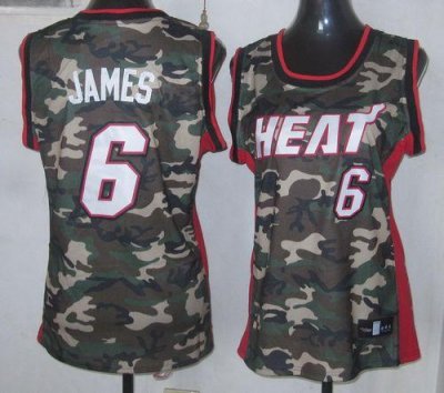 Jerseys Factory Cheap Heat #6 LeBron James Camo Women's Stealth