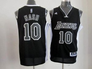 Jerseys Factory Cheap Lakers #10 Steve Nash Black/White Embroide