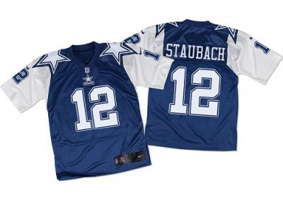 Jerseys Factory Cheap Nike Cowboys #12 Roger Staubach Navy Blue/