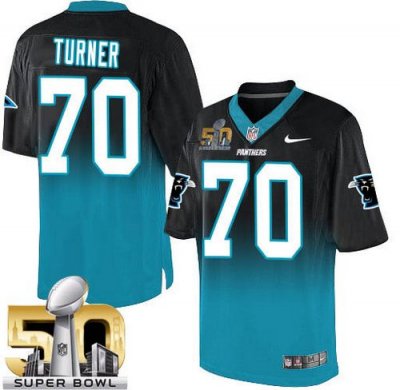 Jerseys Factory Cheap Nike Panthers #70 Trai Turner Black/Blue S