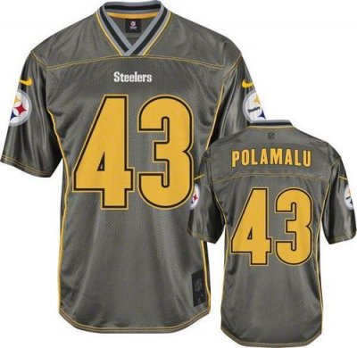Jerseys Factory Cheap Nike Steelers #43 Troy Polamalu Grey Men's