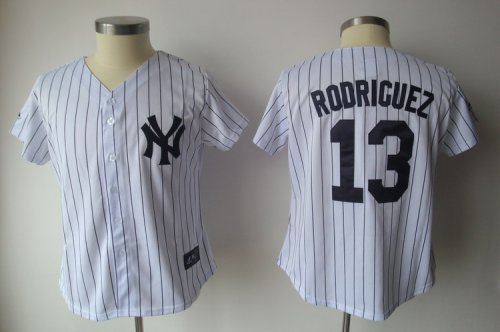 Jerseys Factory Cheap Yankees #13 Alex Rodriguez White With Blac