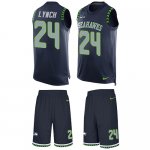 Jerseys Factory Cheap Nike Seahawks #24 Marshawn Lynch Steel Blu