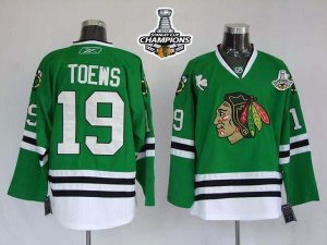 Jerseys Factory Cheap Blackhawks #19 Jonathan Toews Green Embroi