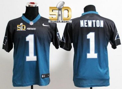 Jerseys Factory Cheap Nike Panthers #1 Cam Newton Black/Blue Sup