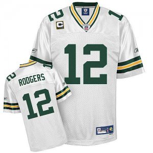 Jerseys Factory Cheap Packers #12 Aaron Rodgers White With C pat