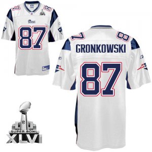 Jerseys Factory Cheap Patriots #87 Rob Gronkowski White Super Bo