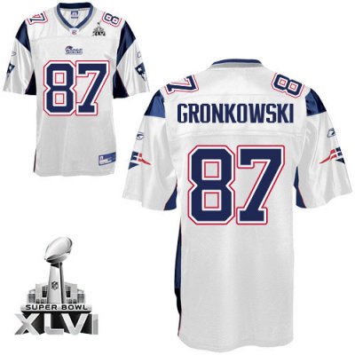 Jerseys Factory Cheap Patriots #87 Rob Gronkowski White Super Bo