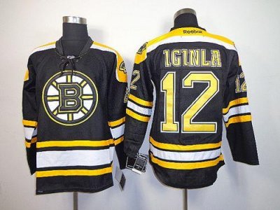 Jerseys Factory Cheap Bruins #12 Jarome Iginla Black Embroidered