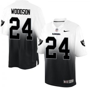 Jerseys Factory Cheap Nike Raiders #24 Charles Woodson White/Bla