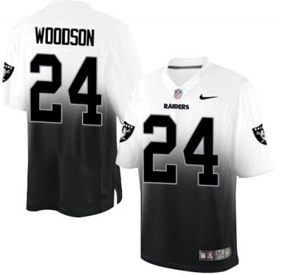 Jerseys Factory Cheap Nike Raiders #24 Charles Woodson White/Bla