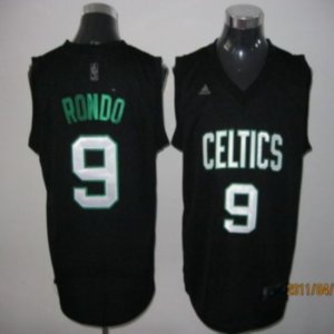 Jerseys Factory Cheap Celtics #9 Rajon Rondo Black With Green Na