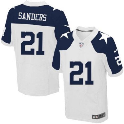 Jerseys Factory Cheap Nike Cowboys #21 Deion Sanders White Thank