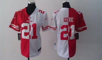 Jerseys Factory Cheap Nike 49ers #21 Frank Gore Red/White Women'