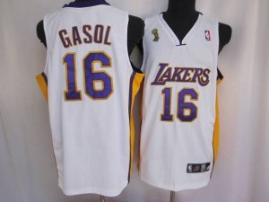 Jerseys Factory Cheap Lakers #16 Pau Gasol Embroidered White Cha