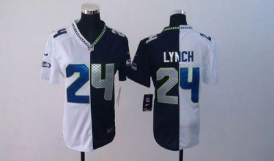 Jerseys Factory Cheap Nike Seahawks #24 Marshawn Lynch Steel Blu
