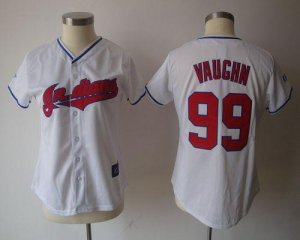 Jerseys Factory Cheap Indians #99 Ricky Vaughn White Women's Fas