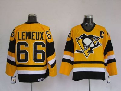 Jerseys Factory Cheap Penguins #66 Mario Lemieux Embroidered Yel