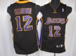 Jerseys Factory Cheap Lakers #12 Shannon Brown Embroidered Black