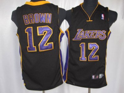 Jerseys Factory Cheap Lakers #12 Shannon Brown Embroidered Black