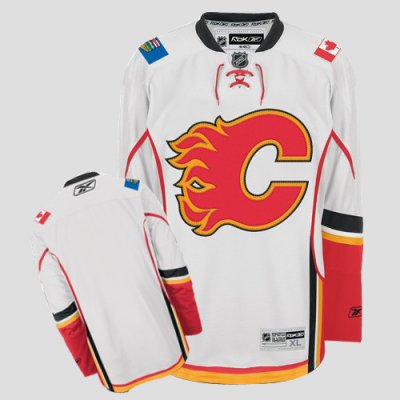 Jerseys Factory Cheap Flames Blank Embroidered White NHL Jersey