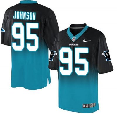Jerseys Factory Cheap Nike Panthers #95 Charles Johnson Black/Bl