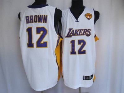Jerseys Factory Cheap Lakers #12 Shannon Brown Embroidered White