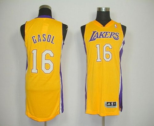 Jerseys Factory Cheap Revolution 30 Lakers #16 Pau Gasol Yellow