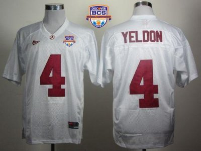 Jerseys Factory Cheap Crimson Tide #4 T.J Yeldon White 2013 BCS