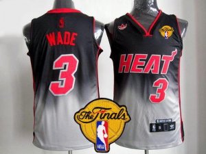 Jerseys Factory Cheap Heat #3 Dwyane Wade Black/Grey Fadeaway Fa