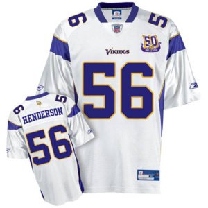 Jerseys Factory Cheap Vikings #56 E.J. Henderson White Team 50TH