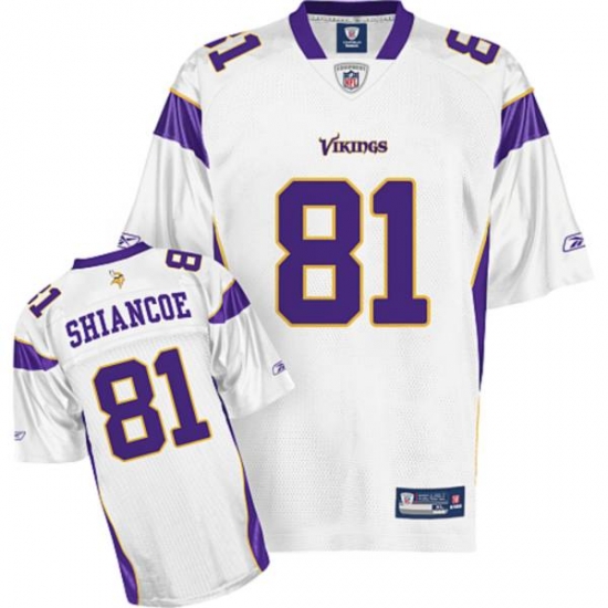 Jerseys Factory Cheap Vikings #81 Visanthe Shiancoe White Stitch - Click Image to Close