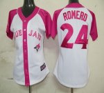 Jerseys Factory Cheap Blue Jays #24 Ricky Romero White/Pink Wome