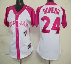 Jerseys Factory Cheap Blue Jays #24 Ricky Romero White/Pink Wome