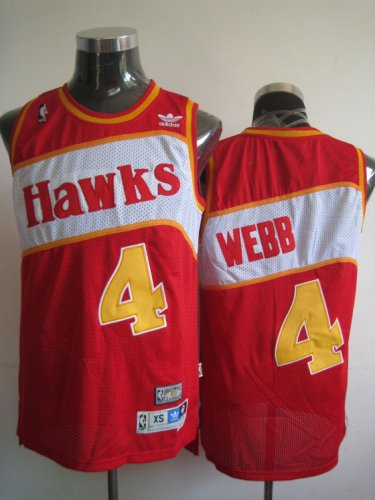 Jerseys Factory Cheap Hawks #4 Spud Webb Red Embroidered Throwba