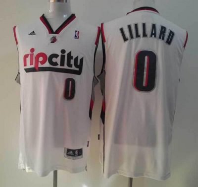 Jerseys Factory Cheap Blazers #0 Damian Lillard White Throwback