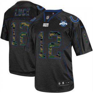 Jerseys Factory Cheap Nike Colts #12 Andrew Luck Black With 30TH