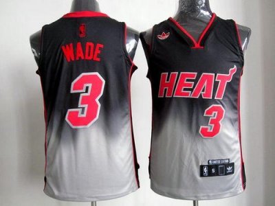 Jerseys Factory Cheap Heat #3 Dwyane Wade Black/Grey Fadeaway Fa